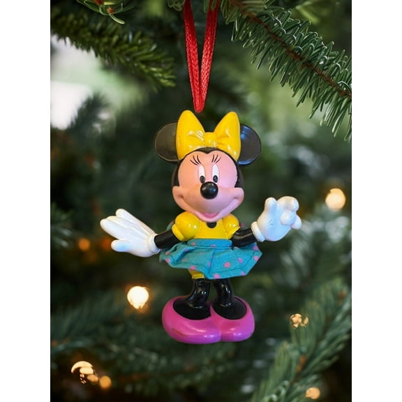 Ornament Disney Minnie Mouse Pink Bow Shoes Teal Fabric Skirt Figure Figurine 3”