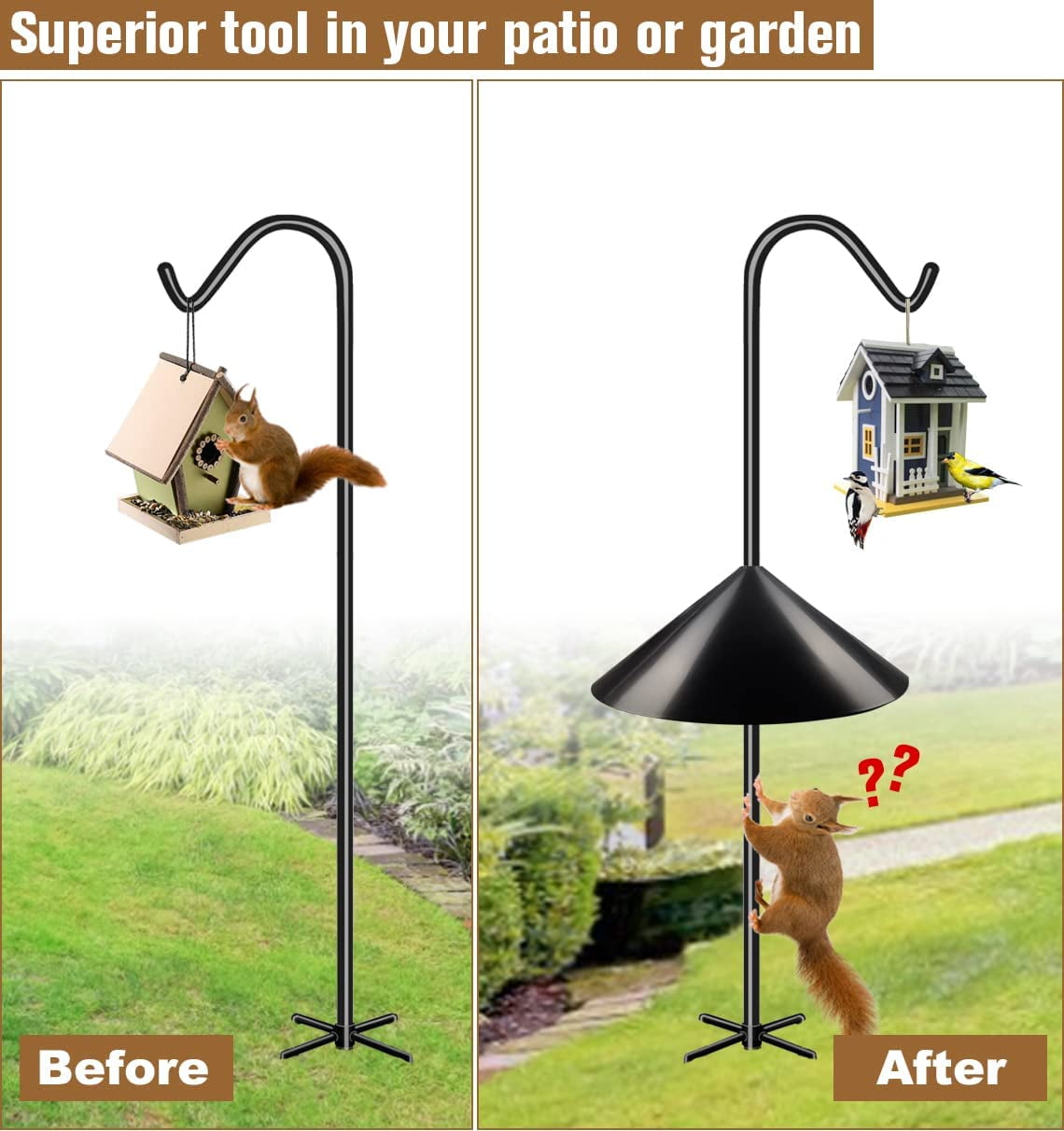 Squirrel Baffle for Bird Feeder Pole, Outside Pole Mount Bird House Guard for Outdoor Shepherd’s Hook, 19 Inch Diameter, 1 Pack