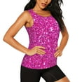 thumbnail image 2 of Bixox Women's Rose Red Glitter Printed Sleeveless Fitness Workout Running Quick-Dry Tank Top, 2 of 7