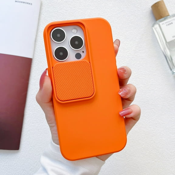 Slim Fit Case for iPhone 14 Pro Max, 2MM Camera Lens Sliding Design Sleek Candy Colors Protective Cover with Military Grade Soft Lining Silicone Skin-Friendly Shockproof Anti-Scratches Case,Orange