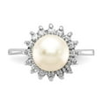 thumbnail image 4 of 14K White Gold Ring Band Pearl Diamond Round Freshwater, Size 8, 4 of 5