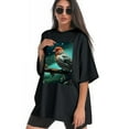 thumbnail image 3 of Plus Size Shirt for Women Black Tops for Women Short Sleeves Shirt for Women Red-Browed Bird 7 T Shirt Oversized Shirt for Women S, 3 of 5