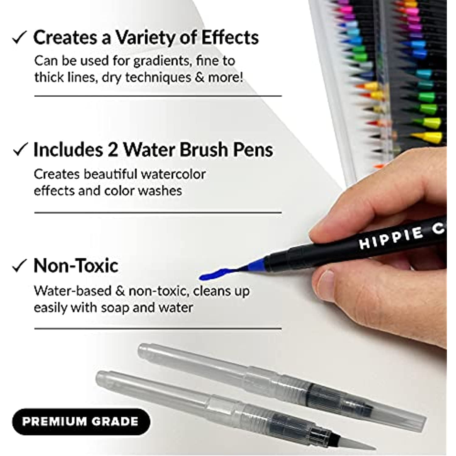  MoonyLI Watercolor Brush Pens Set Markers Sketch Pen Watercolor Brush  Markers Best Real Soft Brush Markers for Adult and Kids Fine Tip Markers :  Arts, Crafts & Sewing