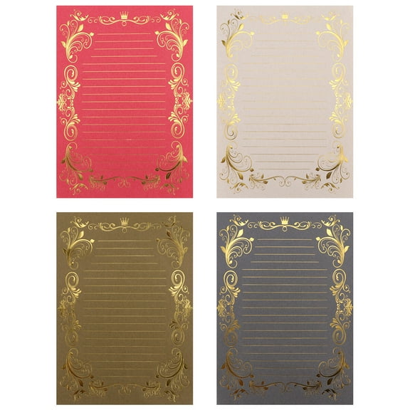 4 Sets Hot Stamping Letter Paper Smooth Stationery Paper Printed Paper