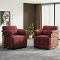 thumbnail image 2 of 360 Degree Square Swivel Accent Sofa Chair with Gold Metal Legs Red, 2 of 9