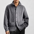 thumbnail image 2 of Babcutegg Big and Tall Mens Turtleneck Cardigan Sweater Cable Knit Vintage Casual Button Down Sweaters with Pockets Size 4XL, 2 of 9