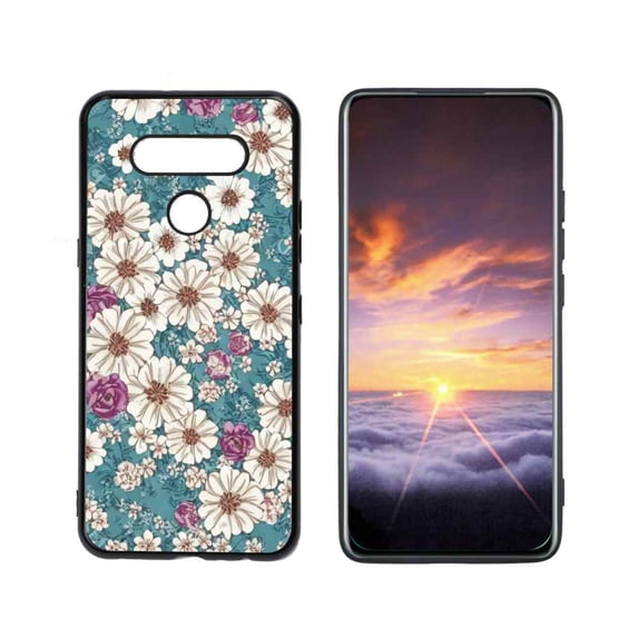Compatible with LG Q51 Phone Case, Vintage-Floral-Flower22 Case Men Women, Flexible Silicone Shockproof Case for LG Q51