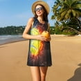 thumbnail image 3 of Naloa Tennis Ball On Fire And Water Print Women's Summer Spring Casual Beach Sundress,Vacation Sleeveless Tank Crewneck Loose Dresses, 3 of 7