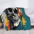 thumbnail image 3 of Honeii Modern Hip-Hop Skull print throw blanket, crafted from cozy cotton flannel, offers versatile home decor as a bedding suitable for all seasons.-50"x40", 3 of 6