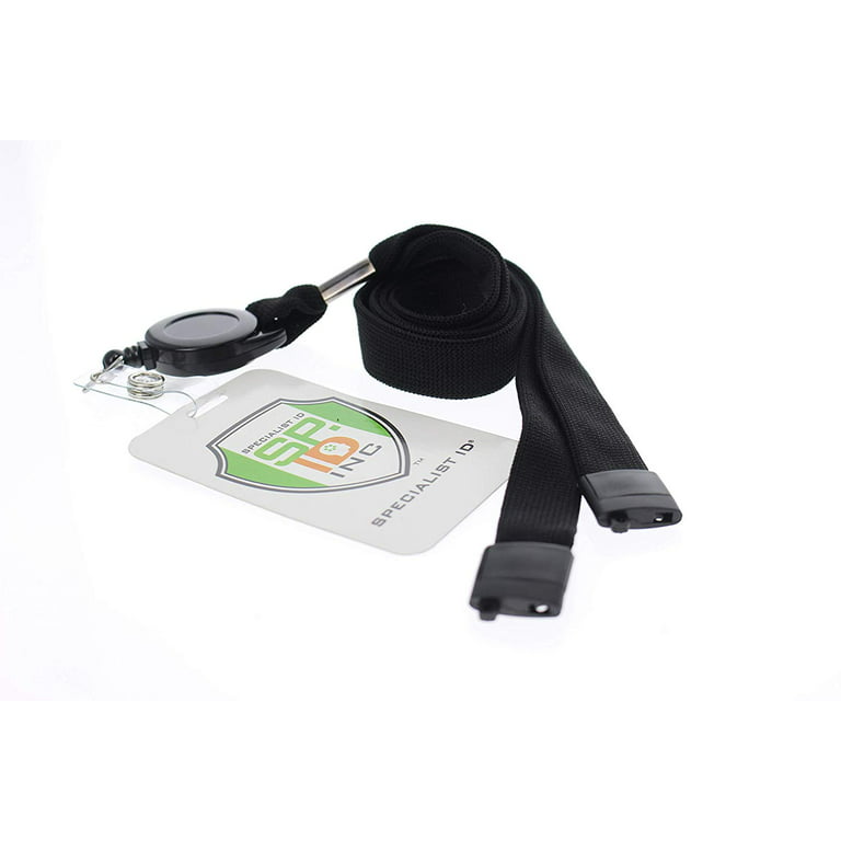 5 Pack - Comfort Black Breakaway Lanyard & Retractable Badge Reel