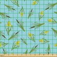 thumbnail image 2 of Ambesonne Cattail Fabric by the Yard Upholstery, Iris Flowers and Bulrush, 5 Yards, Aqua Lime Green and Yellow, 2 of 5