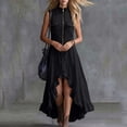 thumbnail image 6 of Women's Solid Color Sleeveless Lapel Zipper Jumpsuit Long Skirt Casual Fashion, 6 of 7