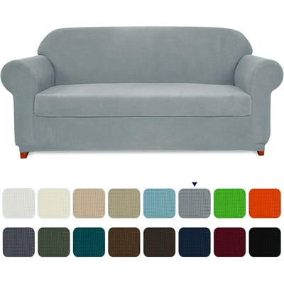 Buy Subrtex Textured Grid 2 Piece Stretch Sofa Cover Loveseat Slipcover Light Gray Online In Indonesia 195298576