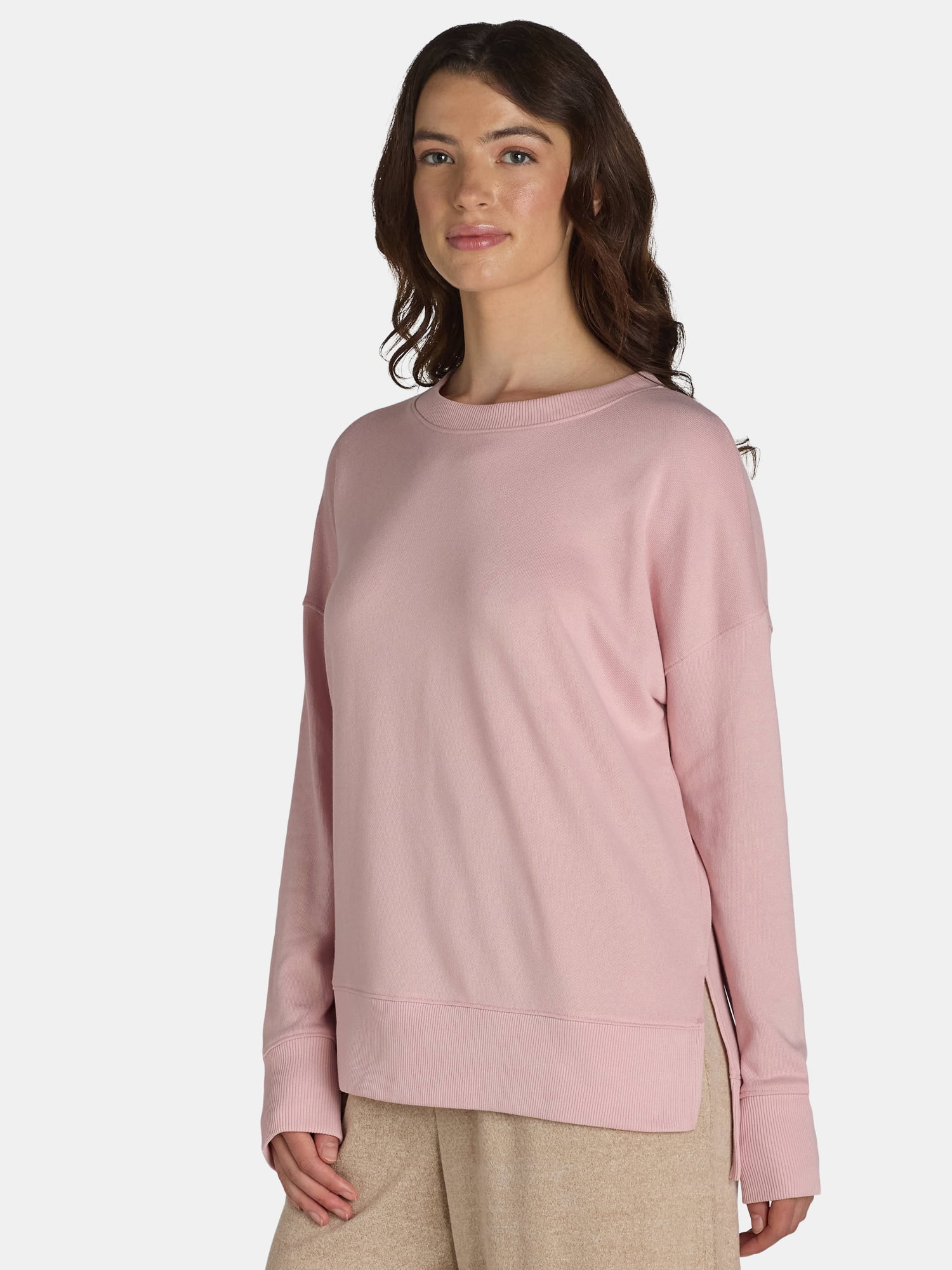 Time and Tru Women's Tunic Sweatshirt with High-Low Hem, Sizes XS -4X