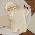 thumbnail image 5 of mgoYE Baby Boy Romper Size 6-9 Months Newborn Baby Cotton Onesie with Hat, Cute Bear Patched Casual Short Sleeve Bodysuit, Toddler & Infant Boy's Girl's Comfortable Clothing White, 5 of 7