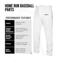 thumbnail image 3 of Exxact Sports Home Run Men's Baseball Pants without Piping - Full-Length, Semi-Relaxed Fit, Open-Bottom Adult Baseball Pants - (A2XL, White), 3 of 7