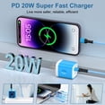 thumbnail image 2 of Compatible for iPhone USB C Charger Block, PD 20W Type C Block Charger Plug with 6FT Charging Cable, USB C Brick Cube Wall Charger Adapter Fast Charger Station Compatible for iPhone, Blue, 2 of 6