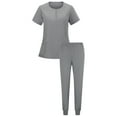 thumbnail image 3 of Busydd Scrubs for Women Set Short Sleeve Round Neck Zipper Scrubs Tops Jogger Scrub Pants for Women Casual Stretch Solid Color Nursing Uniform Workwear with Pockets, 3 of 3