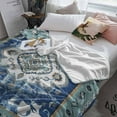 thumbnail image 3 of Retro Ethnic Throw Flannel Blanket 40x50In Tribal Boho Blue Vintage Oriental Super Soft Cozy Bed Blanket, Lightweight Plush Fuzzy Bed Throw for Bedroom Sofa Couch Living Room, 3 of 4