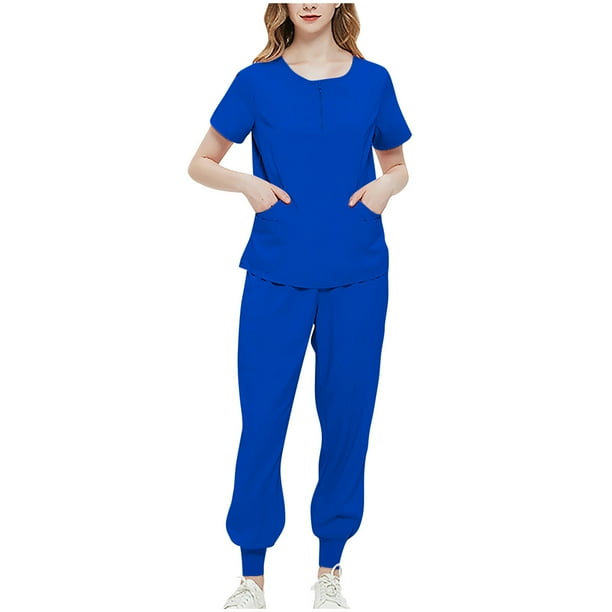EQWLJWE Uniformes d Infirmiere d Ete Ensembles de Blouses Medicales pour Femmes Grande Taille Blouses Medicales Jogger pour Femmes Ensembles de