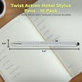 thumbnail image 5 of 10 Twist Action Metal Stylus Pens Pack - Two in One, Smooth, Black Ink - Silver, 5 of 5