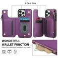 thumbnail image 7 of Wallet Case for Apple iPhone 13 Pro, with Crossbody Shoulder Strap & Hand Wrist Cards Holder Zipper Pocket Stand Feature Full Protective Shockpoof Phone Case for iPhone 13 Pro, Darkpurple, 7 of 7