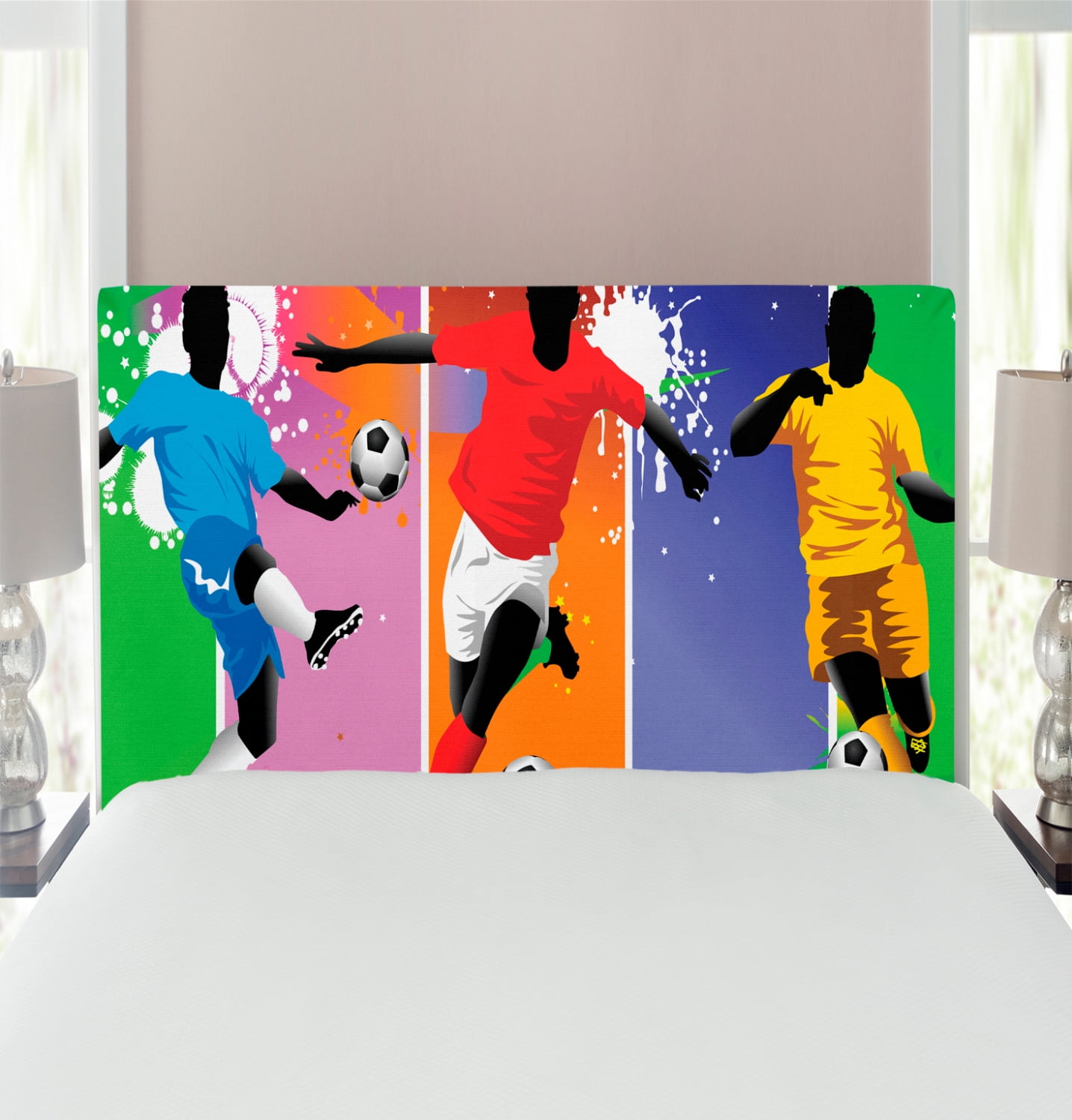 Soccer Headboard, Soccer Design Elements with 4 Player Different Field