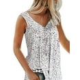 thumbnail image 1 of UHNDY Women Floral Summer Loose Sleeveless Tank Vest Boho Baggy Tops/ Shirt/ Blouse,White,S, 1 of 3