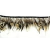 Gray and Yellow Badger Hackle Feather Trim with Stitched Ribbon Edge - 2 Yards