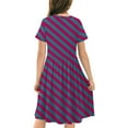 thumbnail image 5 of NAISIBABY A-Line Dress for Girls, Stretch Striped Short Sleeve Kids Casual Flare Sundress Purple 7-8T, 5 of 7