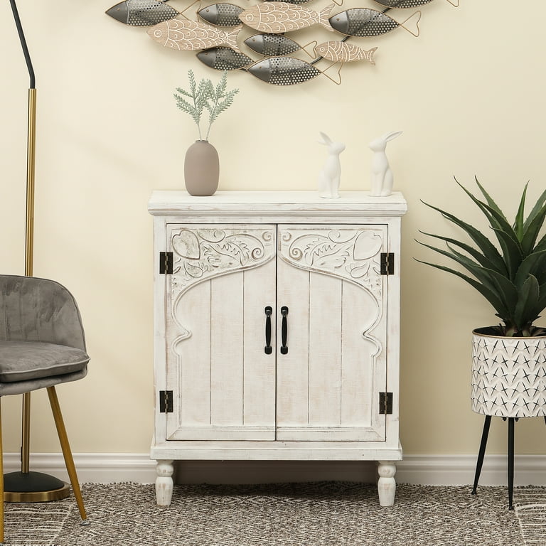 2 door white clearance accent cabinet