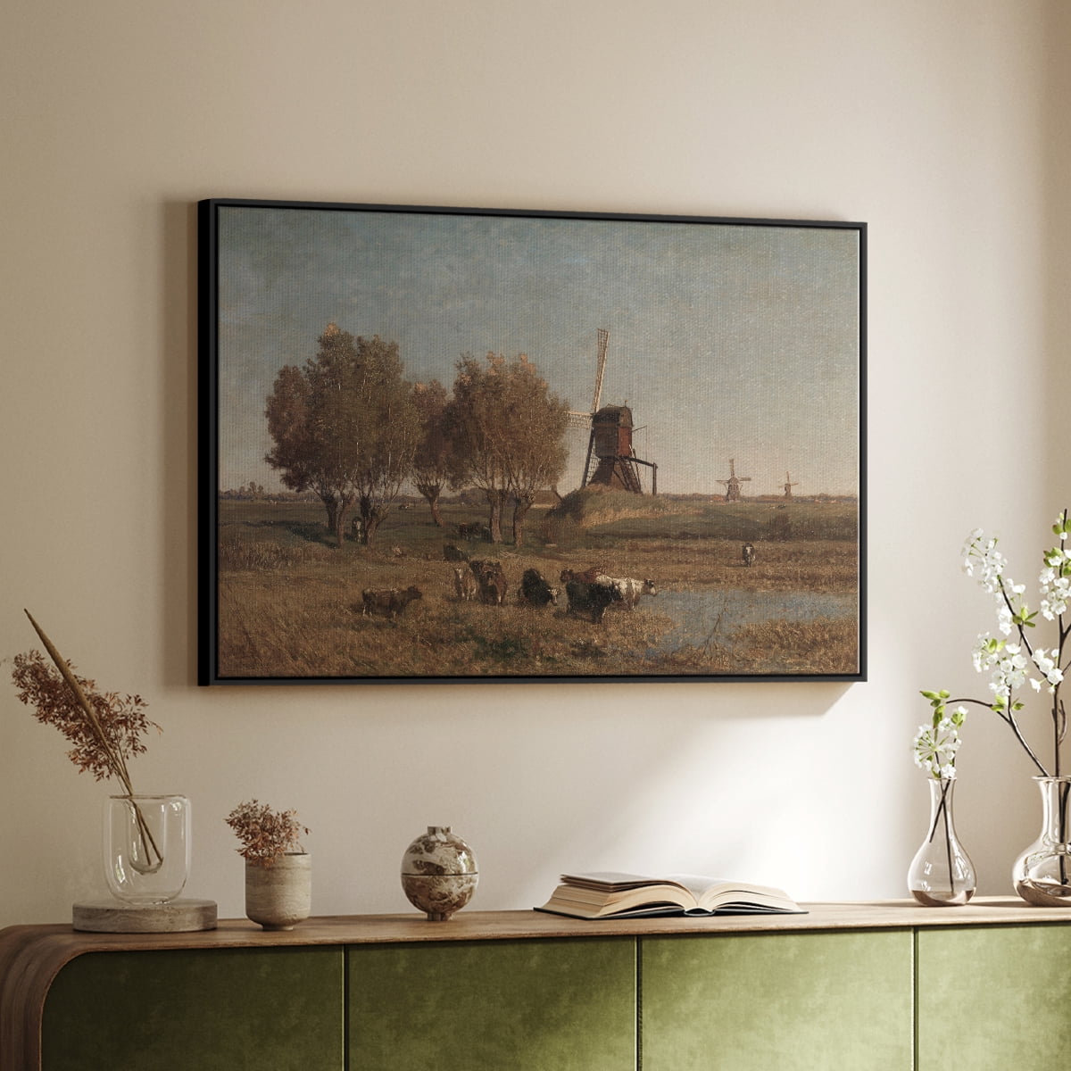 Vintage Landscape-CDII By Wexford Home Framed in Black Wood Gallery Wrapped Canvas 17 in. x 25 in.