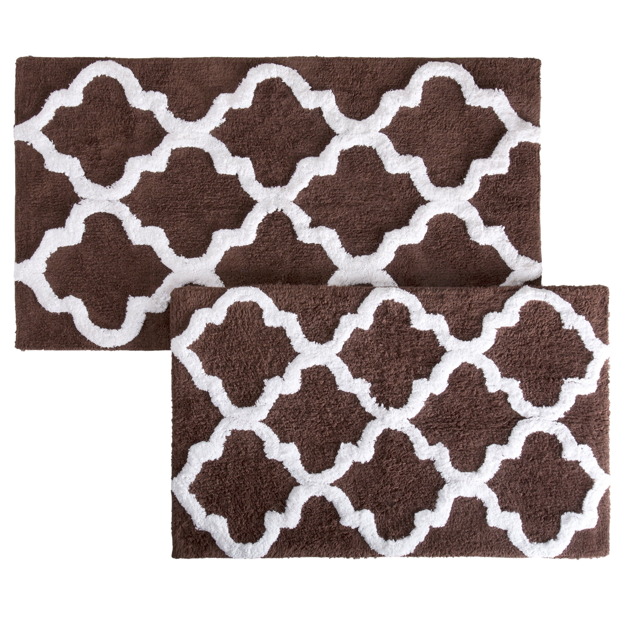 Somerset Home 2 Piece Bathroom Rug Set - 41x24.5 Inch and 34x21 Inch 100% Cotton Bath Mats (Chocolate)