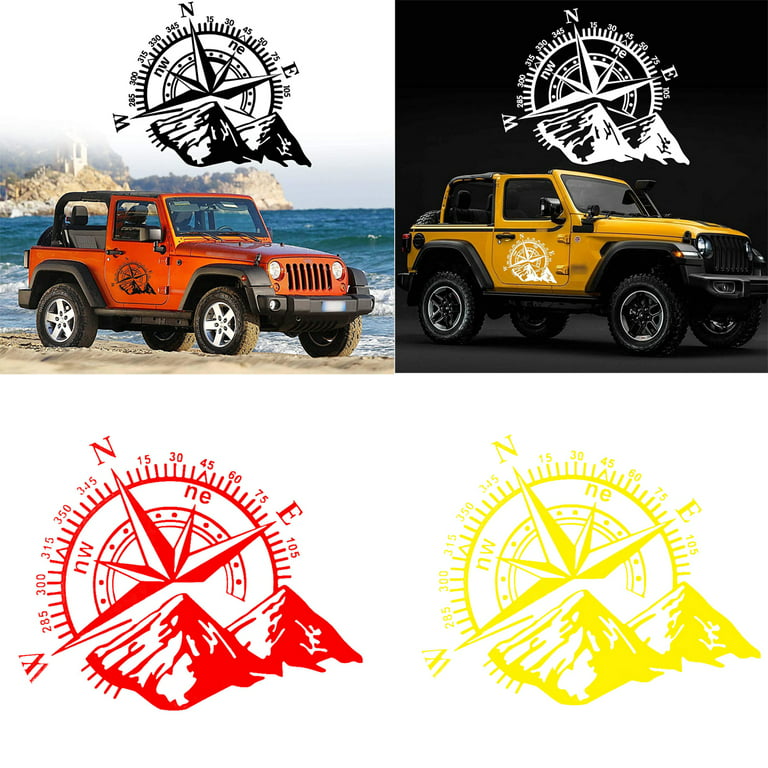 Walbest 18.90 x 13.39 Mountain Compass Stickers Decal for Car Hood Auto  Compass Graphics Stickers for SUV Off-Road Vehicles Car Body Side Door  Trunk Universal Waterproof Vinyl Car Stickers (Red) 