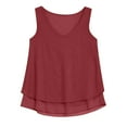 thumbnail image 3 of BRGZLK Women's Chiffon Tank Top Summer Fashionable Solid V-Neck Sleeveless Shirt Casual Flowy Camisole Red M, 3 of 5