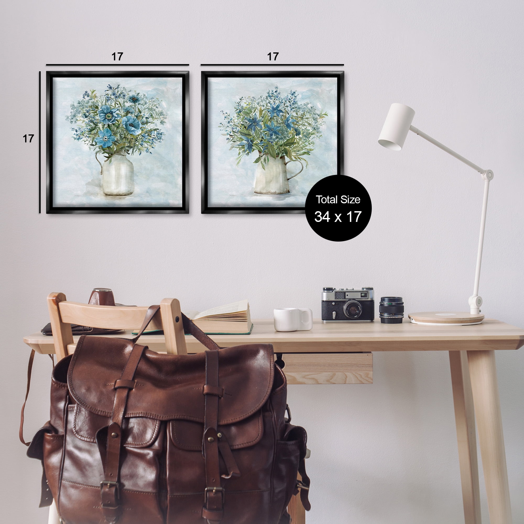 Stupell Industries Country Mixed Floral Bouquets Botanical & Floral Painting Black Floater Framed Canvas Art Print Wall Art, 18 x 18, Set of 2