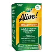 Nature’s Way Alive! Max3 Potency Multivitamin Tablets, No Iron, Energy Metabolism Support*, 90 Count
