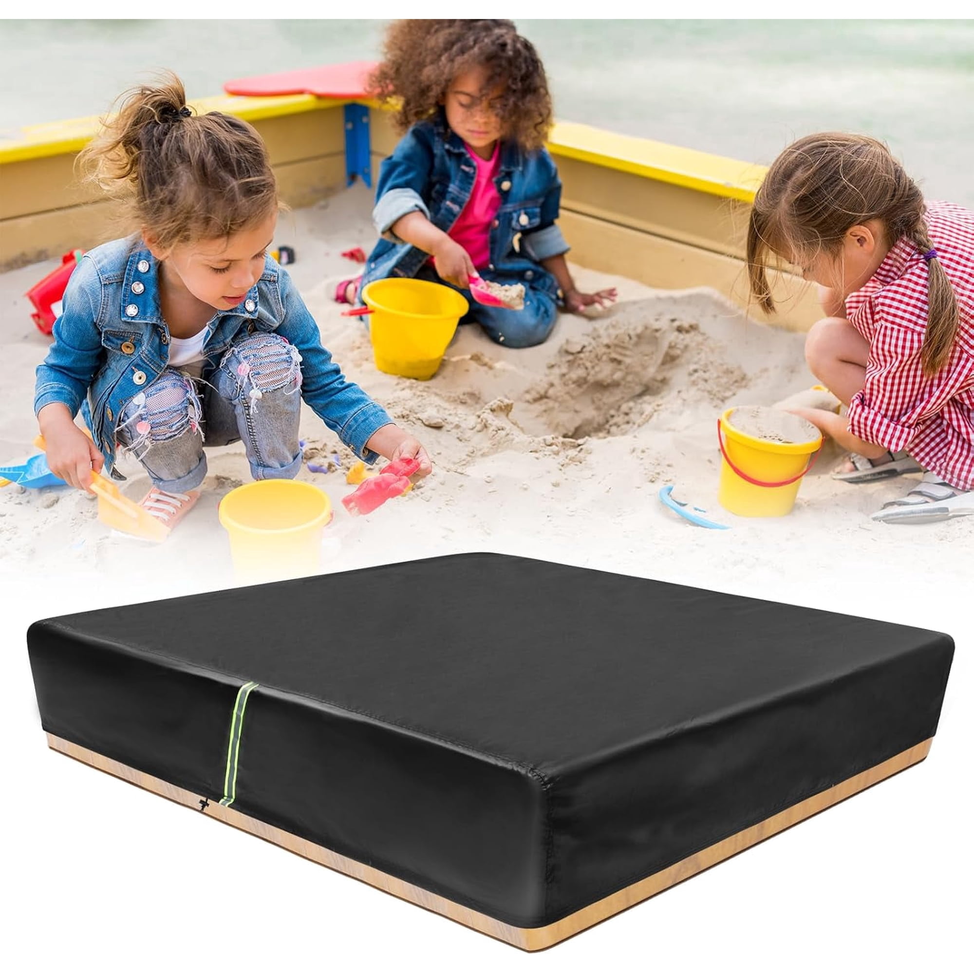 VETPW Sandbox Covers, 60inch Waterproof Sandpit Cover, 420D Oxford Sandpit Covers with Reflector, Elastic Straps for Keeping the Sandpit Clean