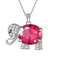 thumbnail image 1 of Juwaliy Collar de Elefante Ruby July Piedra Natal Charm 925 Sterling Silver Dije Joyería de Cristal Rojo Mujeres Hija Esposa Madre Navidad Regalos de Cumpleaños, 1 of 6