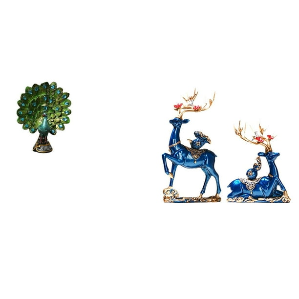 Figura de escritorio,Estante de estatua de pavo real para escritorio,decoración del hogar,Figura decorativa creativa para la oficina y el hogar.,Estatua de escultura de ciervo,Escultura de