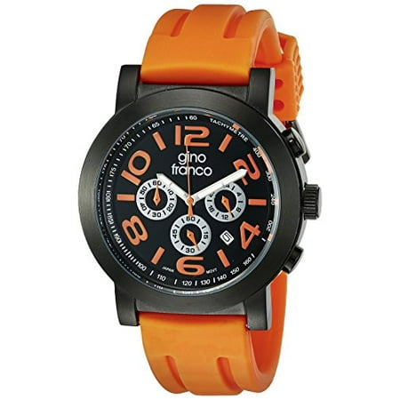 Pvd Plated Stainless Steel Case - Men's 9620OR Round Multi-Function Stainless Steel PVD Plated Case Rubber Strap Watch