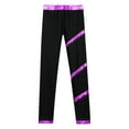 thumbnail image 4 of YIZYIF Kids Girls Figure Skating Pants High Waist Metallic Stripes Skinny Gym Leggings Sports Dance Pants Purple 16, 4 of 5