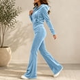 thumbnail image 5 of Livrdious Women's Velour 2 Piece Lounge Set Zip Up Hoodies Cropped Jacket with High Waist Bootcut Pants Matching Tracksuit Set Womens Outfits, 5 of 7