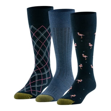 GOLDTOE Edition Mens Flamingos Crew Socks, 3-Pack