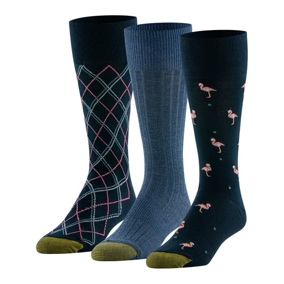 GOLDTOE Edition Mens Flamingos Crew Socks, 3-Pack