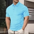 thumbnail image 2 of GrmtClth Men's Solid Color Stretch Polo Shirt Slim Fit Short Sleeve Breathable Golf Athletic Casual Business Tops 2026 Light Blue XL, 2 of 9