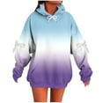 thumbnail image 2 of ylioge S-5X Womens Plus Size Hoodies with Front Pocket Fleece Lined Sweatshirts Bowknot Long Sleeve Pullover Gradient Printed Drop Shoulder Tops, 2 of 5