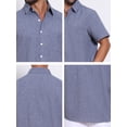 thumbnail image 7 of DARING DIVA Men's Plain Linen Short Sleeve Contrast Color Collar Shirts XL Denim Blue, 7 of 7