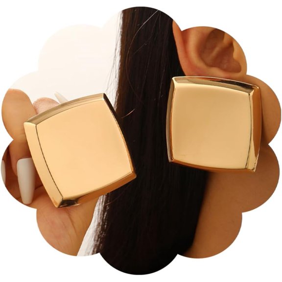 Chunky Statement Earrings for Women Big Silver Minimalist Round Trendy Earrings Exaggerated Large Gold Earrings Jewelry