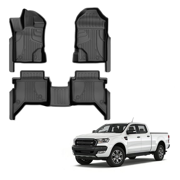 DIKSOAKR Fit for Ford Ranger SuperCrew Cab 2019-2023 5 seats Floor Mats 1st & 2nd Row All Weather Protection Car Floor Liners Waterproof Anti Skid Mats